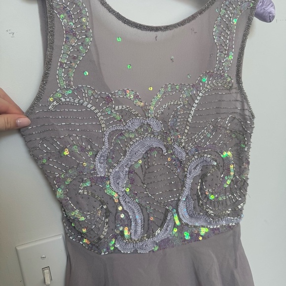 Vintage Fairycore Elegant Gray Embellished Women's Top sequins beaded y2k 4 - Picture 4 of 9